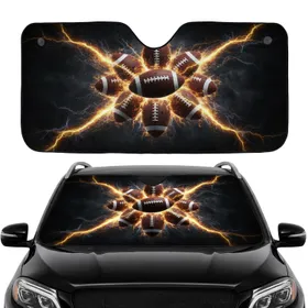 American Footballs Intense Lightning - Vehicle Interior Upgrade for Football Fans Car Sunshade