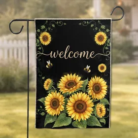Welcome Sunflowers Bumblebees Vines - Garden Decor Home Decor Gift Garden Flag