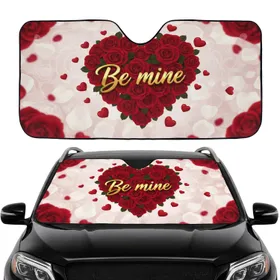 Rose Heart Be mine Text - Valentine's Day Commute Accessory For Her Car Sunshade