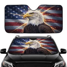 Bald Eagle American Flag - Patriotic Auto Interior Upgrade Car Sunshade