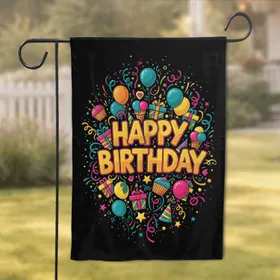 Happy Birthday Party Balloons Confetti - Birthday Celebration Gift Garden Flag