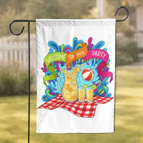 Lemonade Beach Ball Picnic Party Welcome - Summer Celebration Home Decor Gift Garden Flag