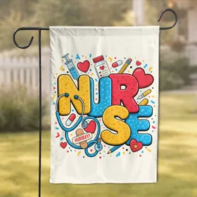 "NURSE" Letters Medical Symbols - Healthcare Worker Home Decor Gift for Nurse Garden Flag