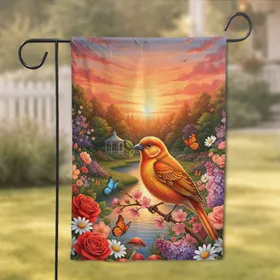 Vibrant Bird Sunset Sky Gazebo Garden - Wildlife Lover Gift Garden Flag