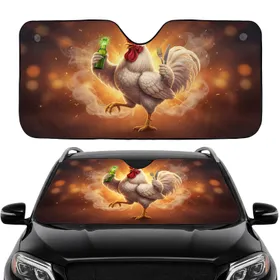Rooster Celebration Beer Bottle Fork Knife - Road Trip Gift Car Sunshade
