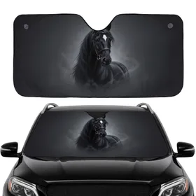Majestic Black Horse Head Elegant Bridle - Car Interior Upgrade Commute Accessory Car Sunshade