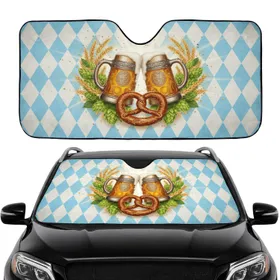 Bavarian Beer Steins Wheat Hops Pretzel - Car Interior Upgrade for Beer Lovers Car Sunshade