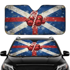 Candy Cane Baubles Scottish Saltire Flag Snowflakes - Christmas Road Trip Gift Car Sunshade