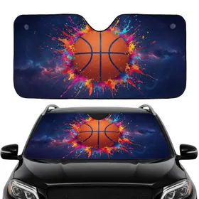 Basketball Paint Splatter Cosmic Nebula - Car Interior Upgrade for Sports Fan Car Sunshade