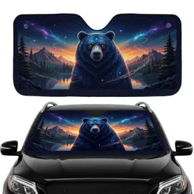 Majestic Bear Starry Twilight Landscape - Car Interior Upgrade Car Sunshade