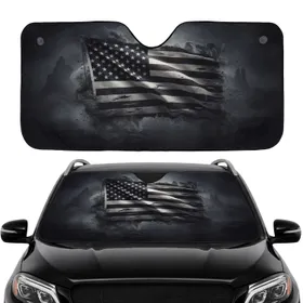 Dark Distressed American Flag Battlefield - Car Interior Upgrade for Veterans Car Sunshade