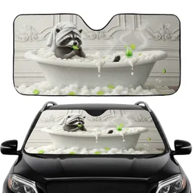 Raccoon Bathtub Bubble Bath Cocktail Lime Car Interior Upgrade for Raccoon Lover Car Sunshade