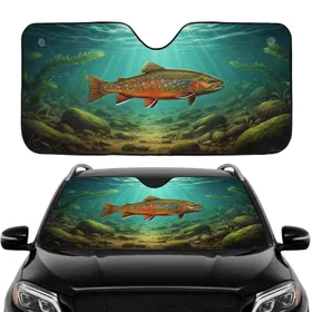 Brook Trout Vibrant Spotted Freshwater Riverbed - Car Interior Upgrade for Fishing Fan Car Sunshade