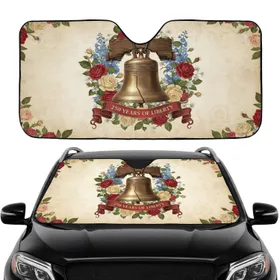 Liberty Bell American Flowers 250 Years of Liberty - Car Interior Upgrade Car Sunshade