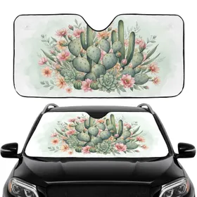 Prickly Pear Cacti Succulent Desert Blooms Car Interior Upgrade Car Sunshade