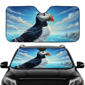 Majestic Atlantic Puffin Coastal Wildlife - Road Trip Gift for Bird Watcher Car Sunshade
