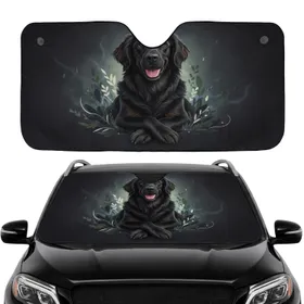 Black Dog, Expressive Brown Eyes, Crossed Paws - Car Interior Upgrade for Dog Lovers Car Sunshade