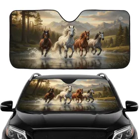 Wild Horses Galloping Water Scene - Auto Interior Sun Protection Car Sunshade