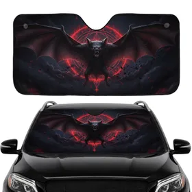 Powerful Winged Snarling Bat Crimson Sigil Mist Ancient Symbols - Car Interior Upgrade Car Sunshade