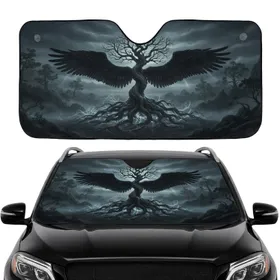 Mythical Tree of Life Black Wings - Car Interior Upgrade Road Trip Car Sunshade
