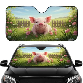Baby Pig Wildflower Meadow - Car Interior Upgrade Car Sunshade