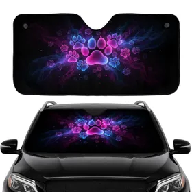 Glowing Cosmic Paw Prints Car Interior Upgrade for Pet Lovers Car Sunshade