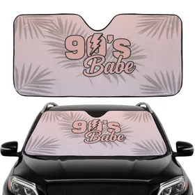 90s Babe Lightning Bolt Tropical Palm - Car Interior Upgrade for Nineties Girls Car Sunshade