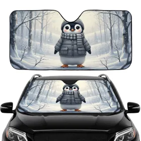 Baby Penguin Pom-Pom Beanie Scarf Winter Forest - Car Interior Upgrade Car Sunshade