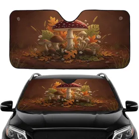 Red-Capped Amanita Muscaria Mushroom Forest Floor Undergrowth - Road Trip Gift Car Sunshade