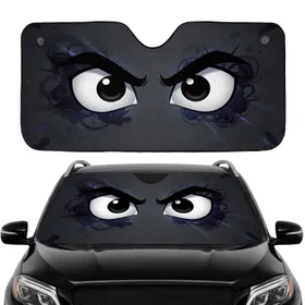 Intense Cartoon Eyes Swirling Aura - Car Interior Upgrade Commute Accessory Car Sunshade