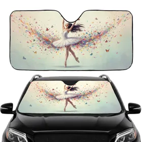 Rainbow Ballerina Pirouette Confetti Butterflies - Car Interior Upgrade Travel Essentials Car Sunshade