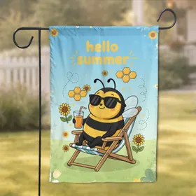 Cartoon Bee Sunglasses Beach Chair Hello Summer Outdoor Home Decor Gift Garden Flag
