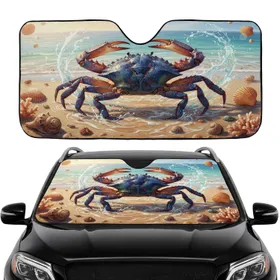 Majestic Blue Crab Seashell Water Ripples Sunlit Coastal Beach - Car Interior Upgrade Car Sunshade