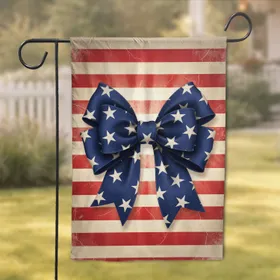 American Flag Bow Stars - Independence Day Home Decor Garden Flag