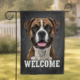 Brindle Boxer Dog Welcome - Home Decor Gift for Dog Lovers Garden Flag