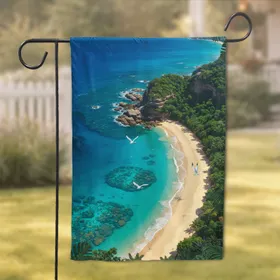Tropical Crescent Beach Ocean Jungle Reef - Home Decor Gift for Beach Lovers Garden Flag