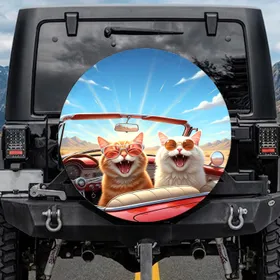 Laughing Cats Sunglasses Desert Road Trip - Travel Essentials for Cat Lovers Spare Tire Cover