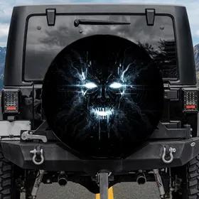 Menacing Fragmented Face White Blue Glow - Sci-Fi Fan Adventure Gear Gift Spare Tire Cover
