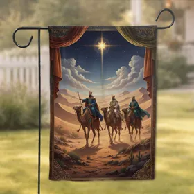 Three Wise Men Camels Desert Journey - Christmas Religious Home Decor Gift Garden Flag