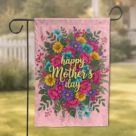Flower Garden Aster Blooms Sparkling Happy Mother's Day - Mother's Day Gift Garden Flag