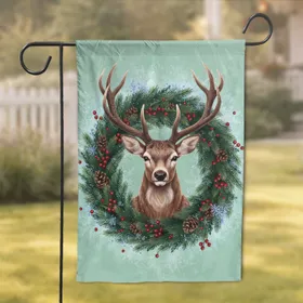 Majestic Antlered Deer Wreath - Premium Christmas Decor Holiday Gift Garden Flag