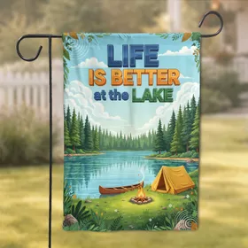 Life is Better at the Lake Quote Lakeside Camping - Lake House Decor for Lake Lover Garden Flag