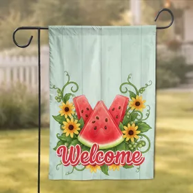 Watermelon Black-Eyed Susan Welcome - Farmhouse Home Decor Gift Garden Flag
