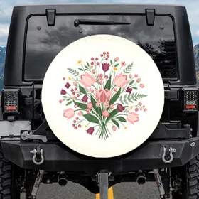 Wild Botanicals Tulip Bell Berry Flowers - Home Decor Gift Spare Tire Cover