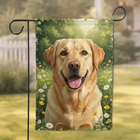 Yellow Labrador Retriever Dog Daisies Buttercups - Home Decor Gift for Dog Lovers Garden Flag