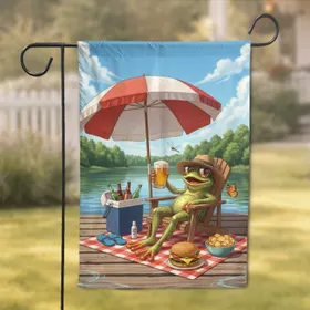 Frog Adirondack Chair Beer Lake - Summer Leisure Decor for Outdoor Lover Garden Flag
