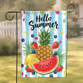 Pineapple Watermelon Lemons Strawberries Blueberries Hello Summer Home Decor Gift Garden Flag