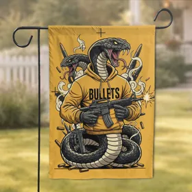 Two-Headed Cobra Snake Assault Rifle BULLETS Hoodie - Statement Decor Gift Garden Flag