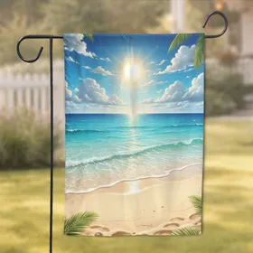 Vibrant Tropical Beach Ocean Sun Sand - Summer Home Decor Gift Garden Flag