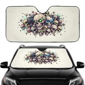 Skulls Alien Heads Ethereal Light Smoke - Car Interior Upgrade Car Sunshade